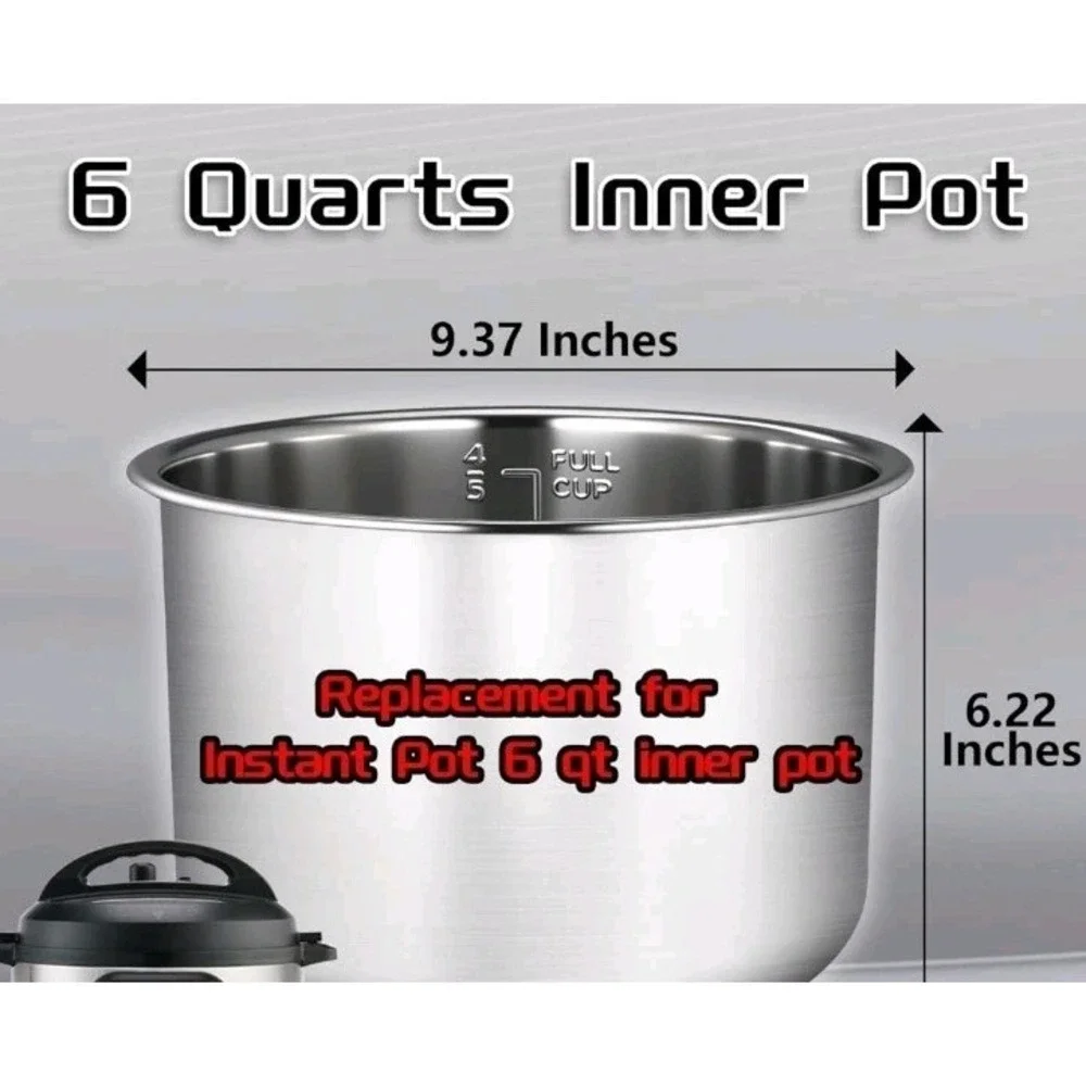 Instant Pot Stainless Steel Inner Cooking Pot-6Qt, Polished Rice‎ Cooker/Steamer